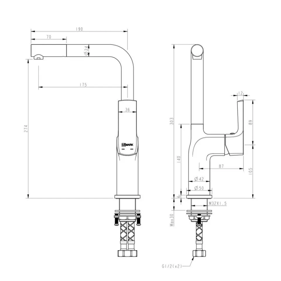 Смеситель Lemark Ursus LM7205BL для кухни черный
