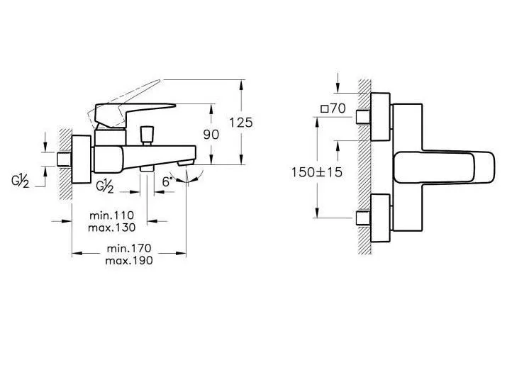 Смеситель Vitra Root Square A4273726EXP для ванны и душа медный