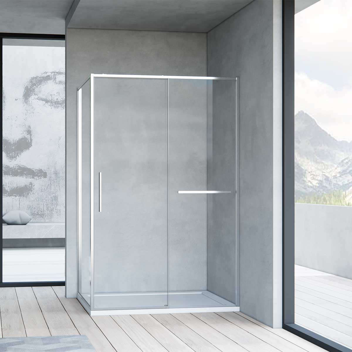 Душевой уголок Vincea Слим Софт (Slim Soft) VSR-1SS8014CL 140х80 стекло прозрачное 6 мм профиль хром без поддона