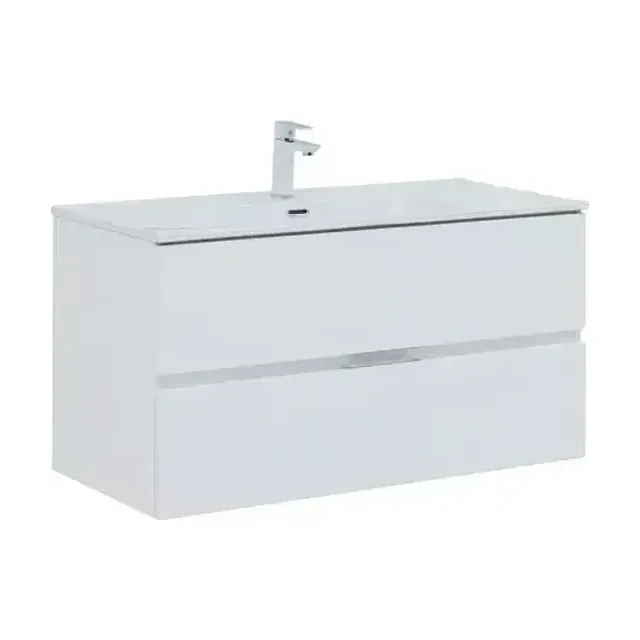Тумба с раковиной Aquanet Алвита New 100 2 ящика, белый матовый