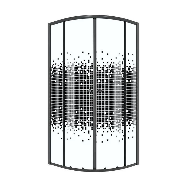 Душевое ограждение Niagara Eco NG-1007-14BLACK (90х90х190) Угловая,раздвижное,черный,стекло мозаика