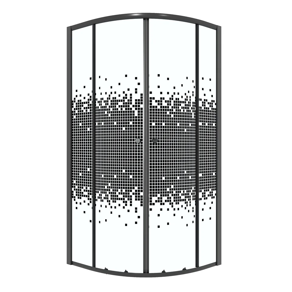 Душевое ограждение Niagara Eco NG-1007-14BLACK (90х90х190) Угловая,раздвижное,черный,стекло мозаика,1 место