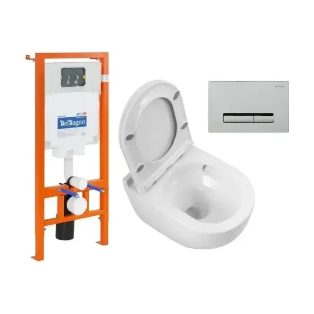Комплект инсталляции BelBagno BB002-80 с кнопкой смыва BB019-GV-CHROME BB017CH-TOR+BB870SC