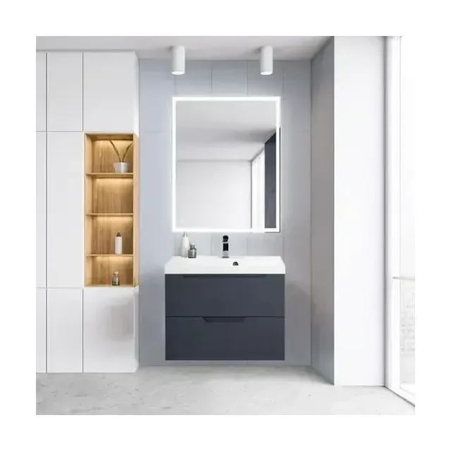 Комплект мебели BelBagno Виттория (Vittoria) 70 серый матовый (с белой раковиной)