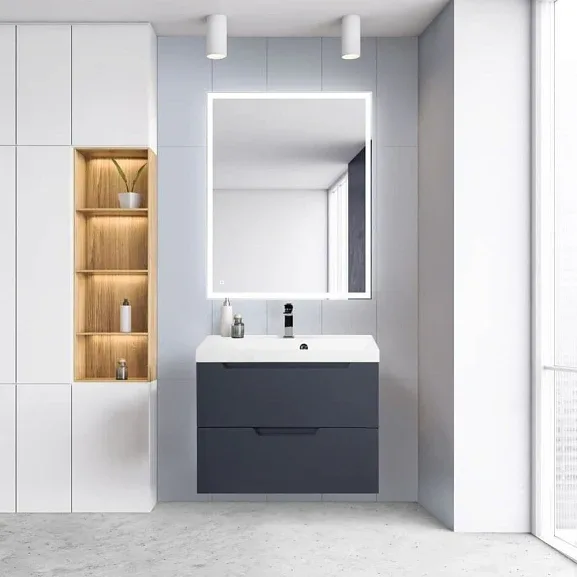Комплект мебели BelBagno Виттория (Vittoria) 70 серый матовый (с белой раковиной)