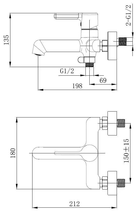 Смеситель Esko Column Black CLM54B для ванны и душа, без аксессуаров