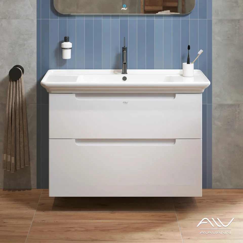 Тумба с раковиной Alavann Berta 105 СТ-5900-1050 белая подвесная