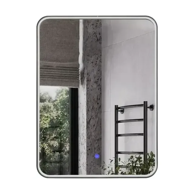 Зеркало Comforty Сириус 60 LED-подсветка, в черной алюминиевой раме, холодный свет, сенсор