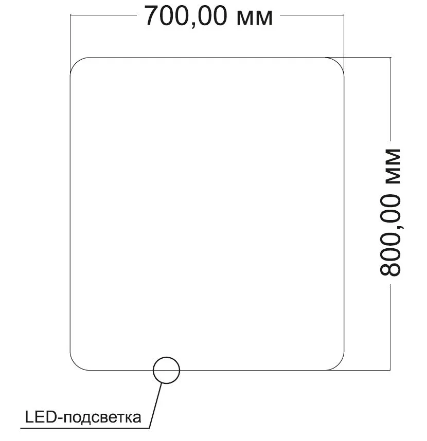 Зеркало с подсветкой VLM-3BE700-2 700х800 c сенсорным выключателем и диммером, антизапотевание