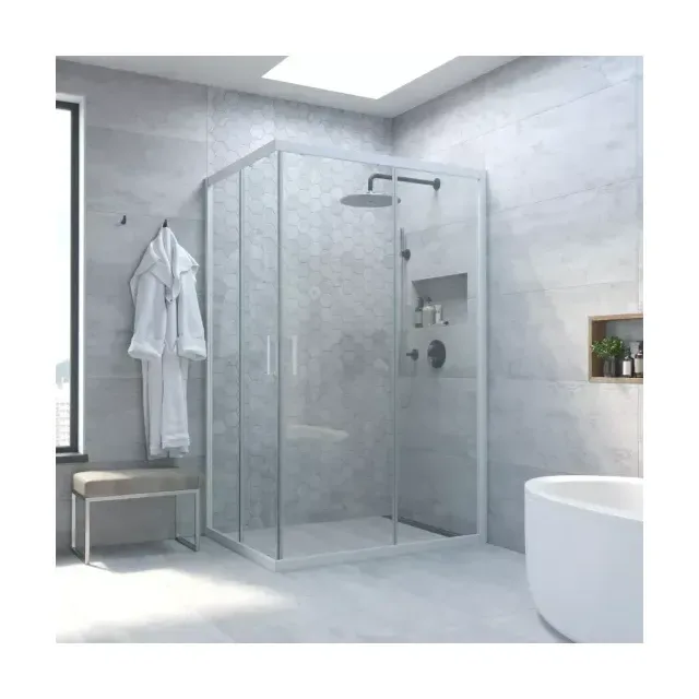 Душевой уголок ZA-F NOVO h2000 90*85 01 crystalvision, профиль белый, стекло crystalvision