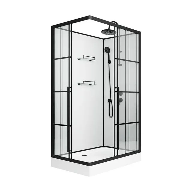 Душевая кабина Niagara Standart ST100/80/15QR/KL/BKT (100х80х225) низкий поддон(15см),черный,стекло прозрачное