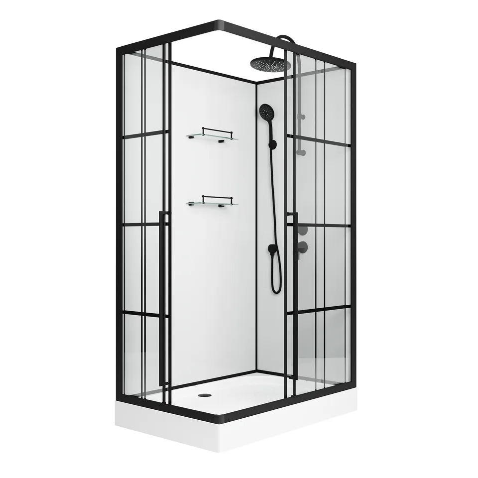 Душевая кабина Niagara Standart ST120/80/15QR/KL/BKT (120х80х225) поддон низкий(15см),черный,стекло прозрачное,3 места