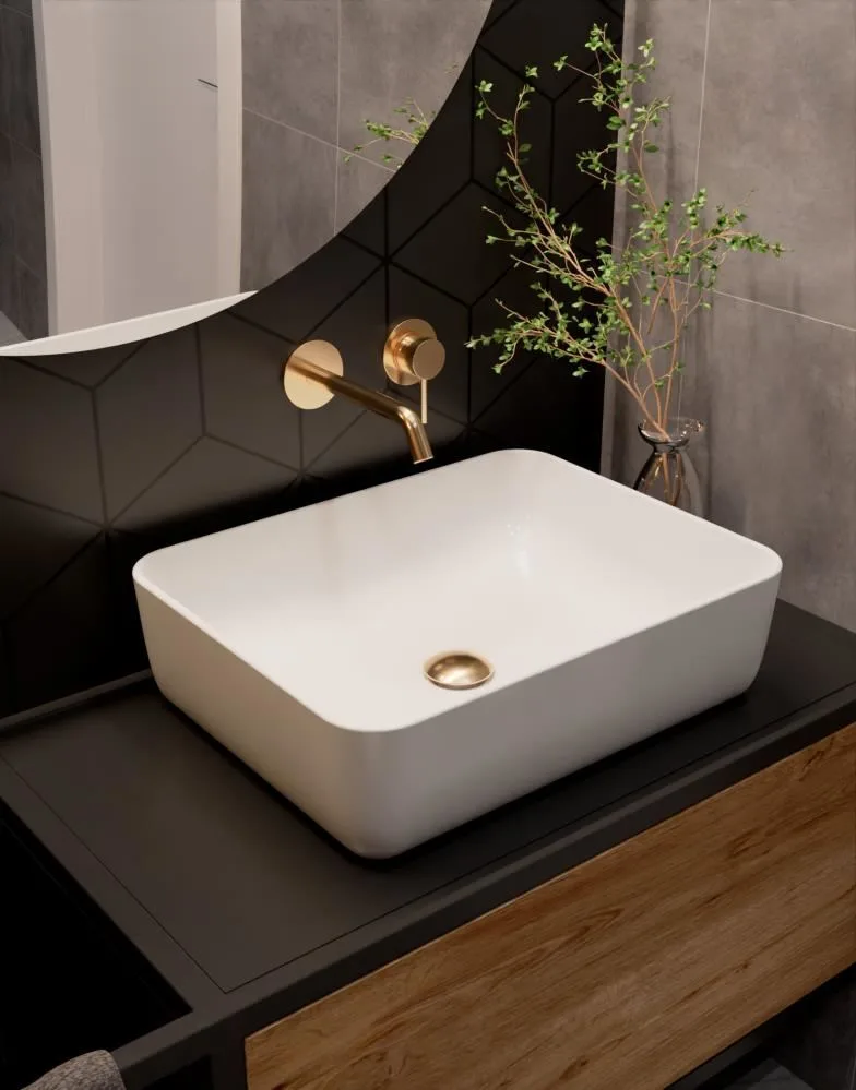 AQM6215GG Siena Смеситель для раковины 180 мм, настен., на 2 отв., комплект, золото