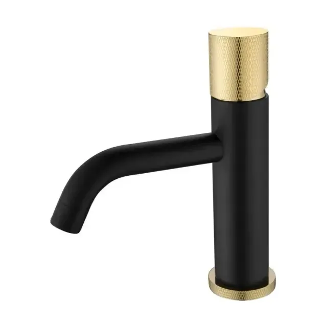 Смеситель Boheme Stick 121-BG.2 для раковины черный матовый/золото ручка Touch