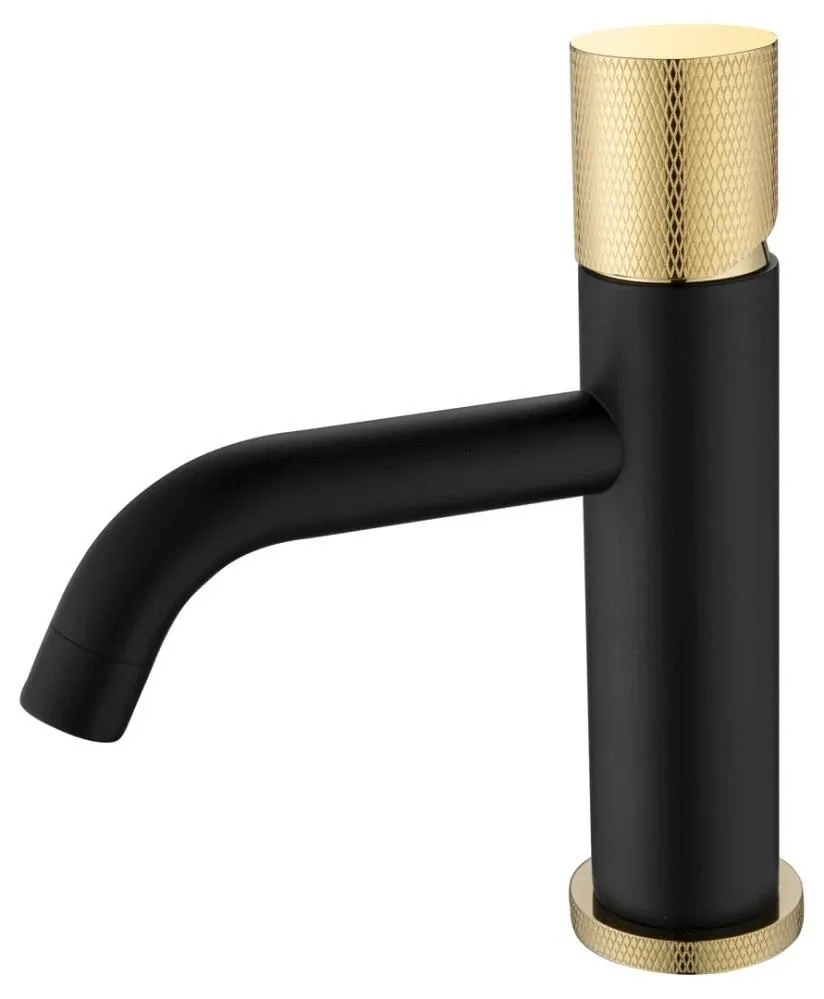 Смеситель Boheme Stick 121-BG.2 для раковины черный матовый/золото ручка Touch