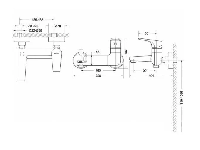 Смеситель Bravat Vega F6119177CP-01 для ванны и душа