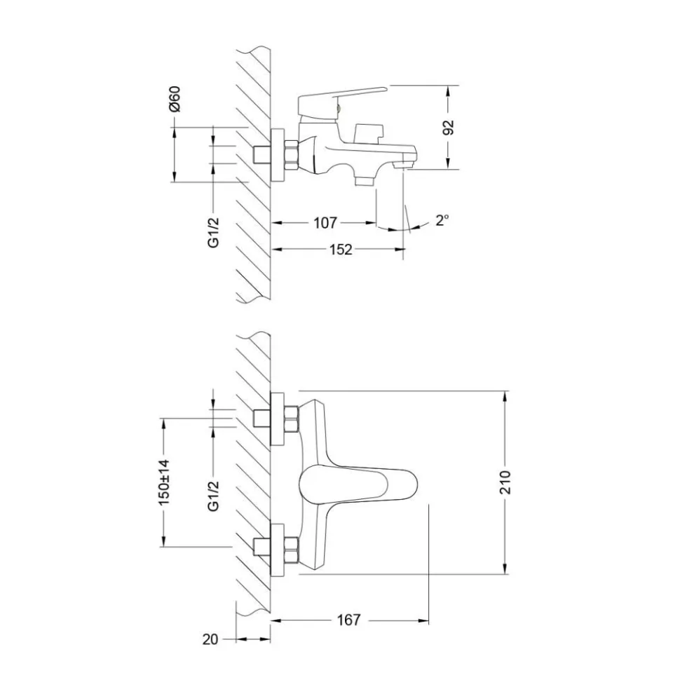 Смеситель Lemark Point LM0314C для ванны и душа хром