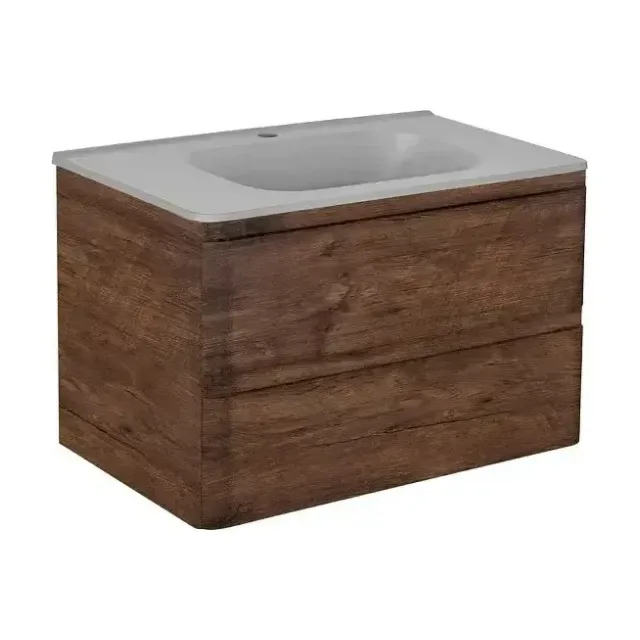 Тумба с раковиной Vincea Вико (Vico) 80 темный дуб,раковина серая
