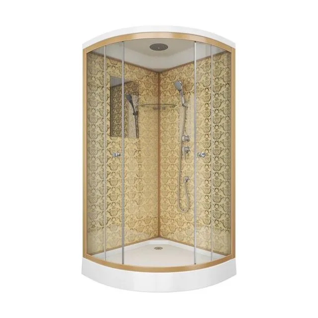 Душевая кабина Niagara Luxe NG-7702G (100x100х210) низкий поддон(15см),дверь раздвижная,стенки золото