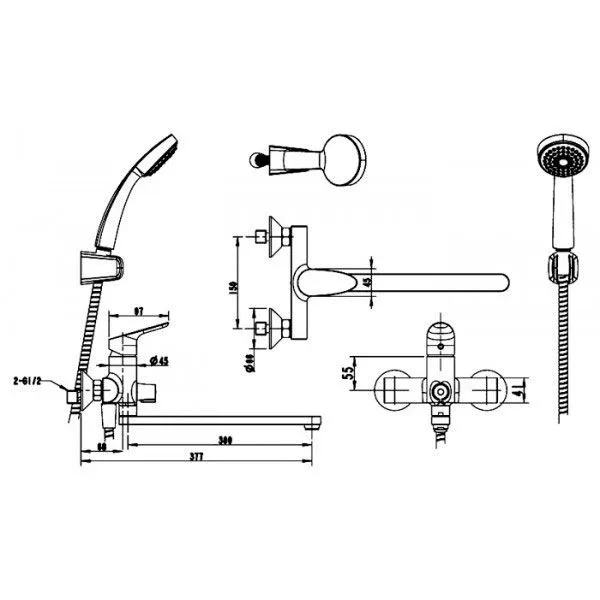 Комплект смесителей Bravat Drop F00308С 3в1