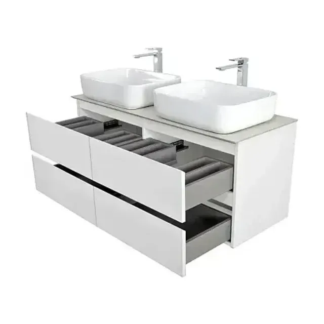 Комплект мебели BelBagno Крафт (Kraft) 120 с четырьмя ящиками белый матовый (столешница цемент)