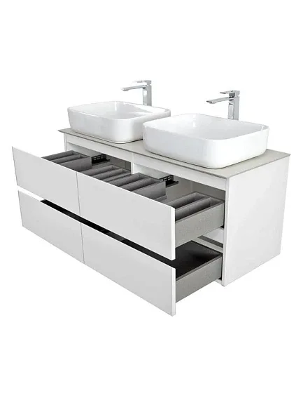 Комплект мебели BelBagno Крафт (Kraft) 120 с четырьмя ящиками белый матовый (столешница цемент)
