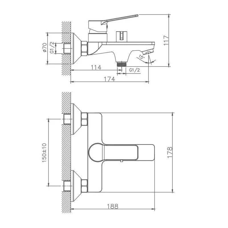 Смеситель Haiba HB60559 для ванны и душа
