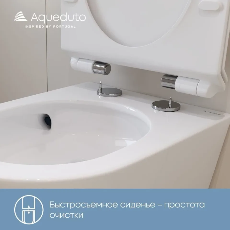 Комплект инсталляции Aqueduto Техника Ново (TECNICA Novo) с безободковым унитазом ОВО Торнадо (OVO Tornado) белый глянец, клавиша смыва Циркуло (CIRCULO) белый глянец