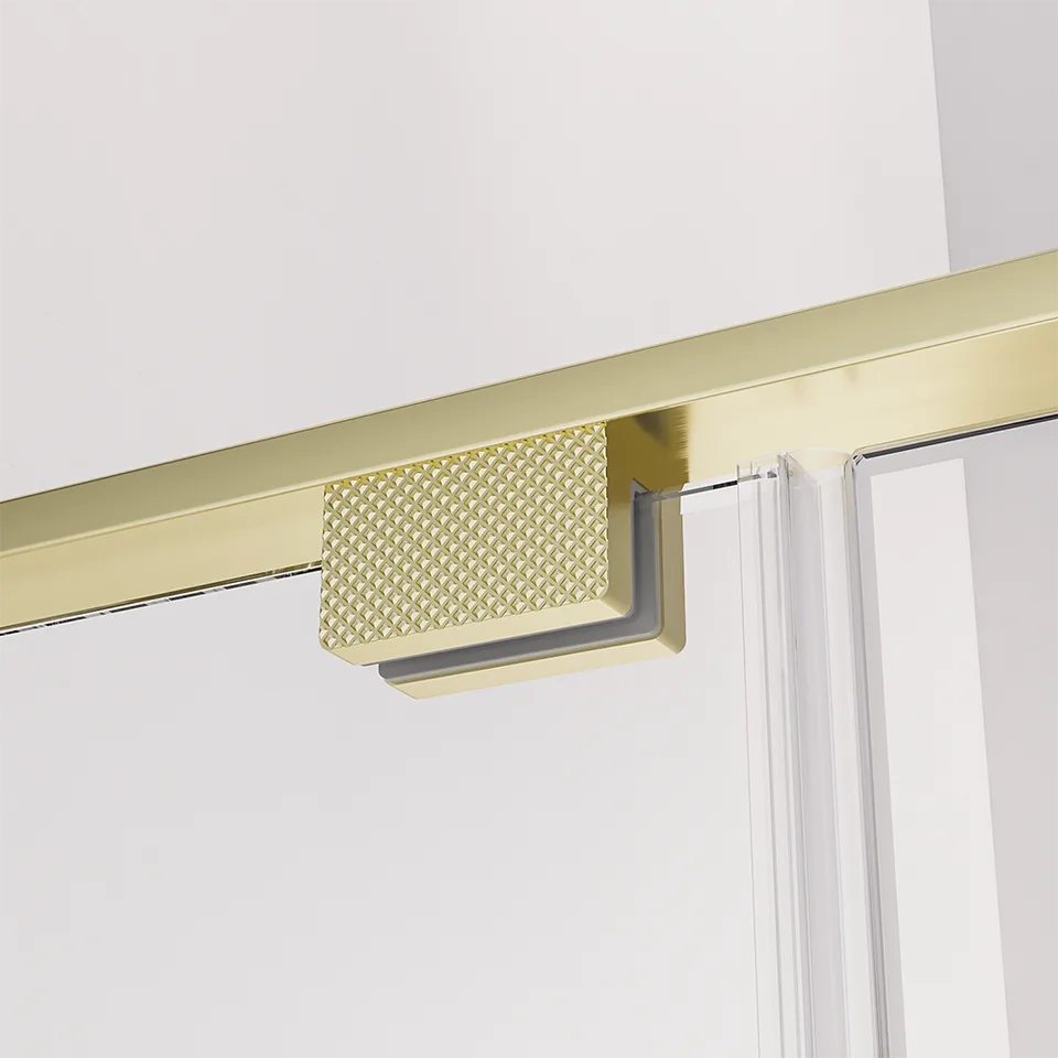 Боковая панель Veconi Premium Alassio SP G, 800x2000, брашированное золото, стекло прозрачное осветленное