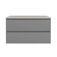 Тумба с раковиной Vincea Люка Софт-Тач (Luka Soft-Touch) 80 серая матовая (раковина жасмин)