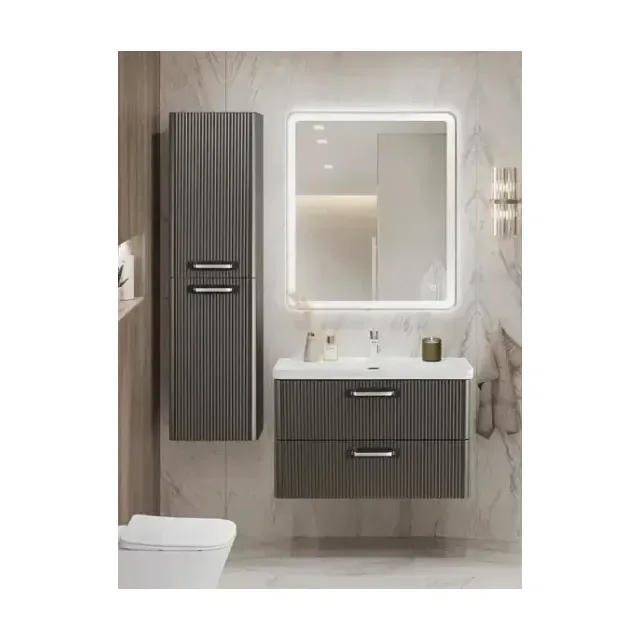 Комплект мебели BelBagno Дуэ (Due) 80 оружейная сталь,ручки хром полированный