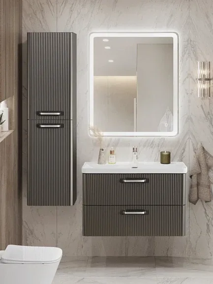 Комплект мебели BelBagno Дуэ (Due) 80 оружейная сталь,ручки хром полированный