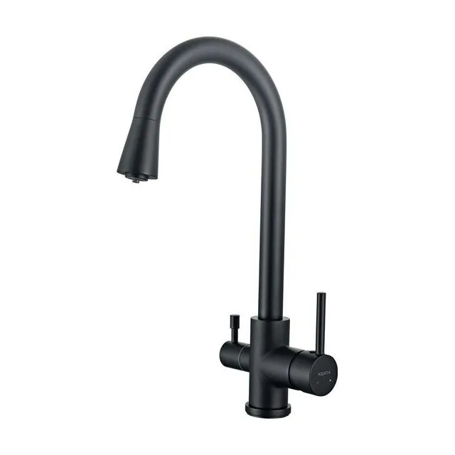 Смеситель для кухни с подключением к фильтру воды AQUATEK (полукруглый излив), матовый черный AQ1085MB