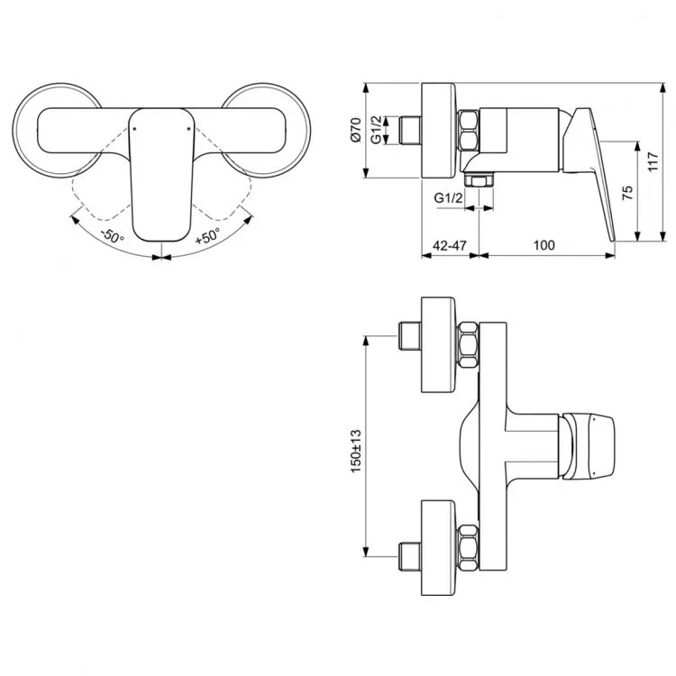 Смеситель Ideal Standard Ceraplan BD250AA для душа без душевых аксессуаров хром