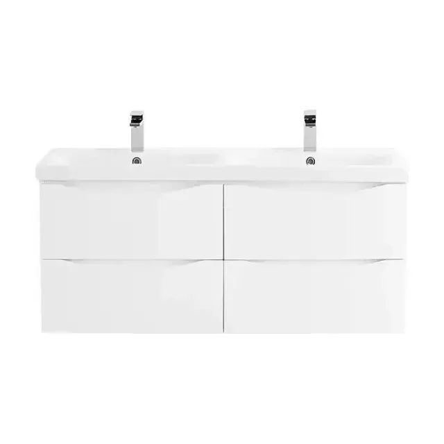 Тумба с раковиной BelBagno Marino-Cer 120 белый глянец (с двойной раковиной)