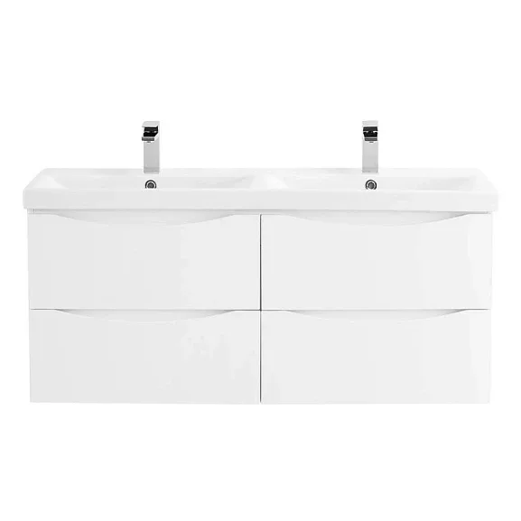 Тумба с раковиной BelBagno Marino-Cer 120 белый глянец (с двойной раковиной)