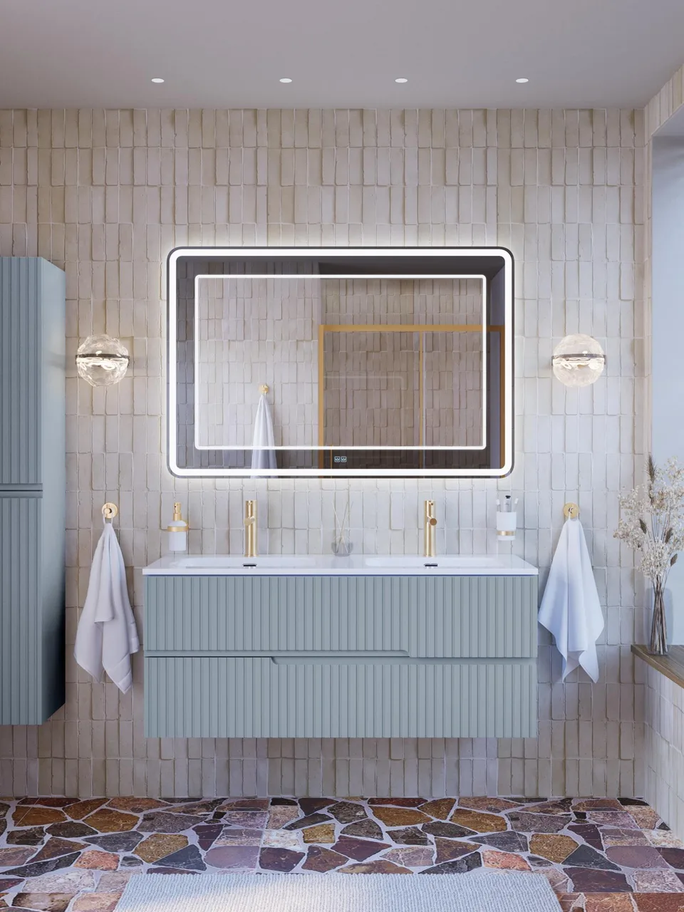 Зеркало со встроенной и контурной подсветками CEZARES CZR-SPC-SLIDER-1000-800-LED-TCH-BR