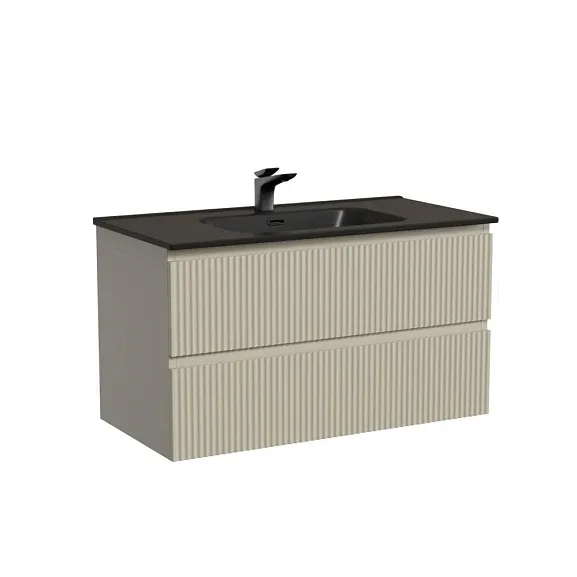 Тумба с раковиной Sancos Сноб Р/Snob R 90 Beige Soft (раковина Element CN7002MB черная матовая)
