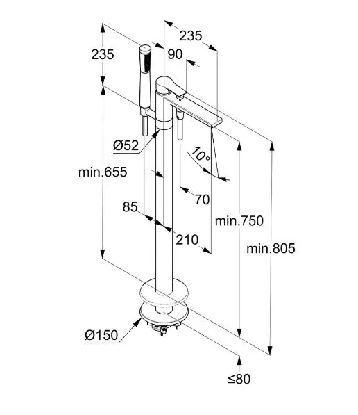Напольный смеситель Kludi Zenta SL 485900565