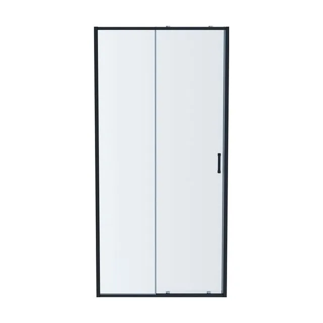 AQ ARI RA 10020BL Душевая дверь двухэлементная, раздвижная1000x2000 профиль черный, стекло прозрачное