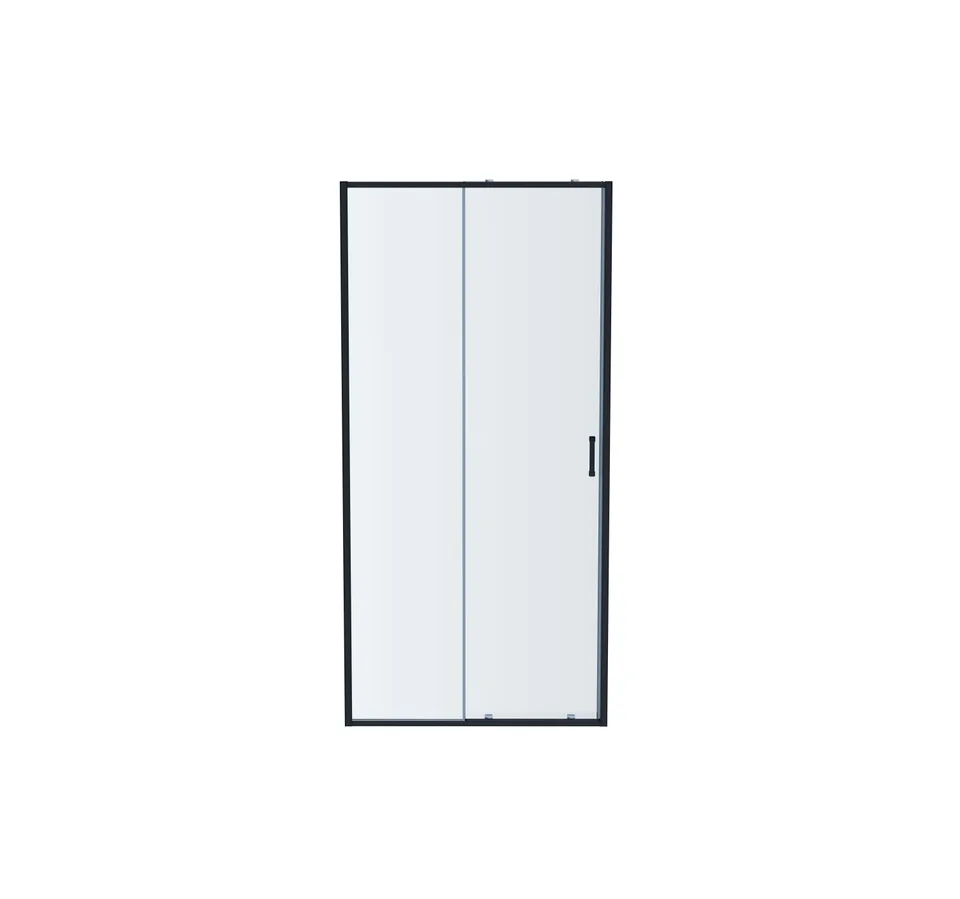AQ ARI RA 10020BL Душевая дверь двухэлементная, раздвижная1000x2000 профиль черный, стекло прозрачное
