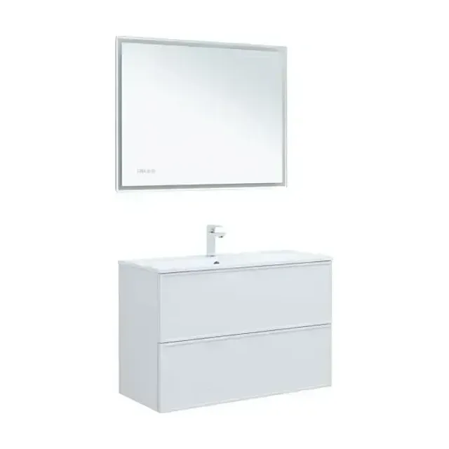 Комплект мебели Aquanet Арт 100 белый матовый Soft Touch (тактильный матовый), раковина Арт 100