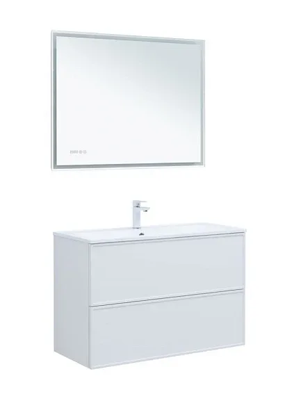 Комплект мебели Aquanet Арт 100 белый матовый Soft Touch (тактильный матовый), раковина Арт 100