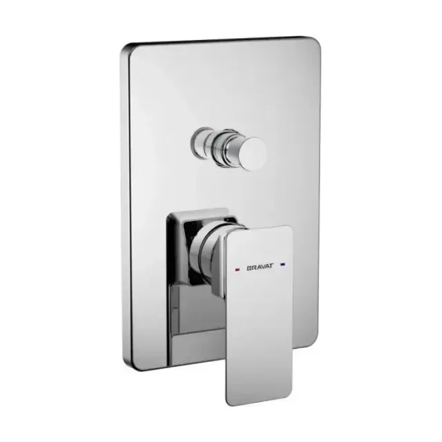 Смеситель Bravat Phillis (PB856101CP-2-ENG+D9100CP-ENG) для ванны и душа скрытый монтаж (2-функц) хром (комплект)