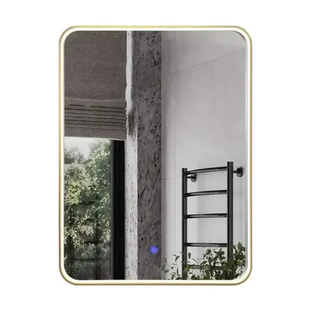 Зеркало Comforty Сириус 60 LED-подсветка, в золотой алюминиевой раме, теплый свет, сенсор