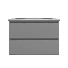 Тумба с раковиной Vincea Люка Софт-Тач (Luka Soft-Touch) 60 серая матовая (раковина серый шелк)