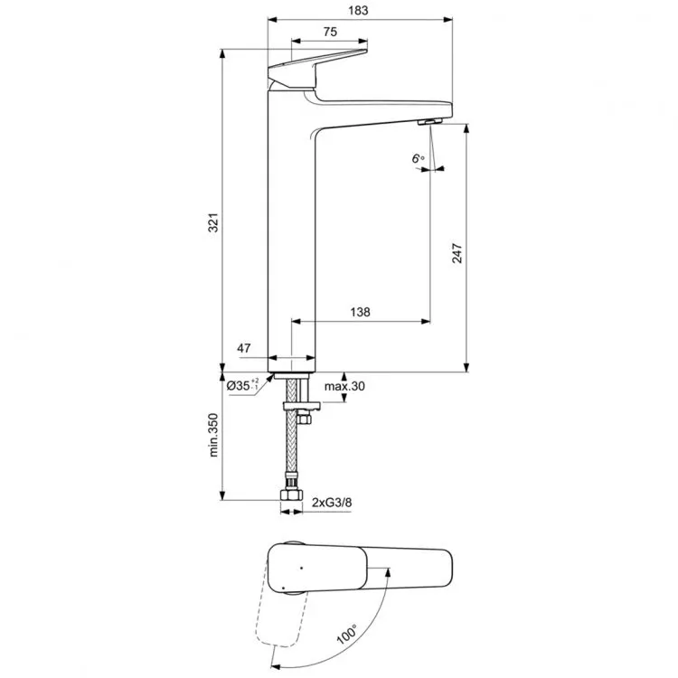 Смеситель Ideal Standard Ceraplan BD237AA Blue Start для раковины хром