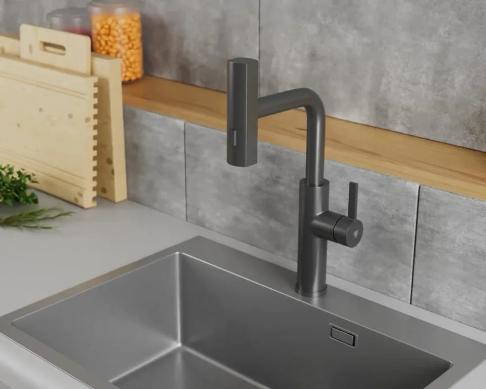 Смеситель Rush Tinos TI3732-18Grey для кухни с мультифункциональным выдвижным изливом графит
