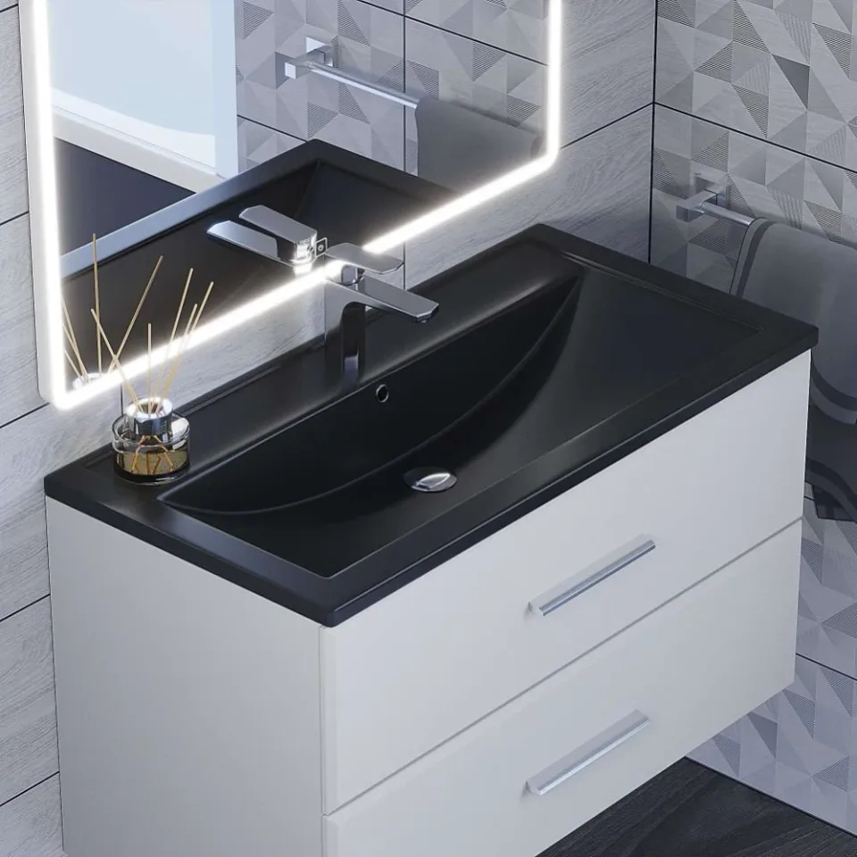 Встраиваемая раковина Uperwood Foster Quartz 90*45,5 черная матовая, уголь