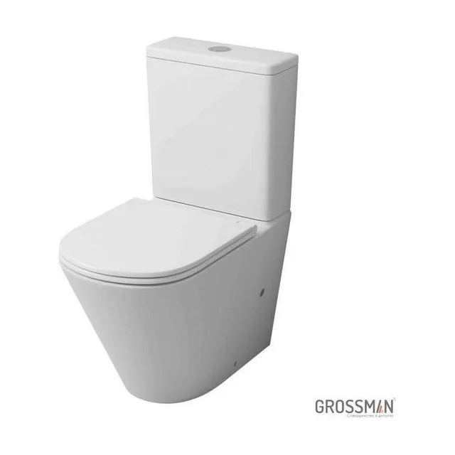 Унитаз напольный Grossman GR-4450MSQ (605х380х825) безободковый,белый матовый с тонкой крышкой,микролифт,смыв торнадо